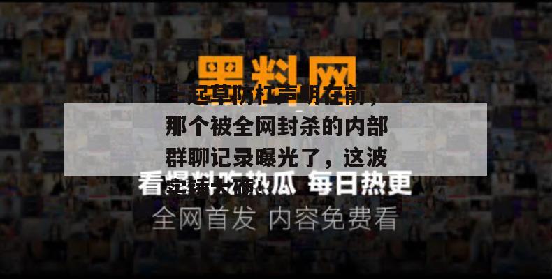 一起草防杠声明在前，那个被全网封杀的内部群聊记录曝光了，这波实锤太硬！